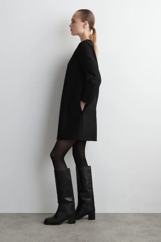 COS Women's Long Sleeve Wool Mini Dress in Black