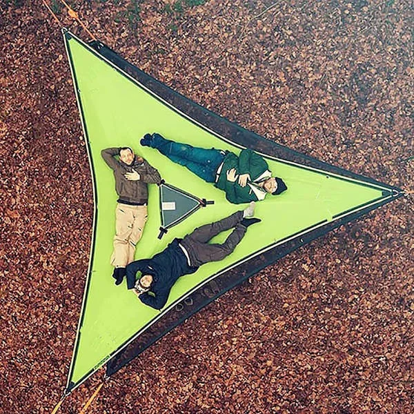 Air Multi - person trekant hengekøye bærbar mesh stoff hengekøye luft tre telt fritidsnett seng (2,8 * 2,8M)