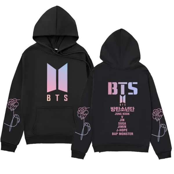 BTS Unisex Huppari Casual Huppari Cosplay Takki Paita Musta Black S