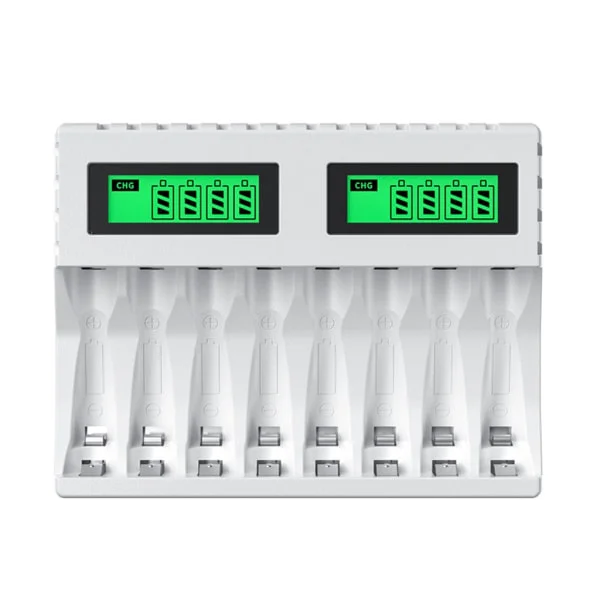 8-sporet batterilader med LCD-skjerm intelligent for AA/AAA NiCd NiMh oppladbare batterier lading aa aaa lader