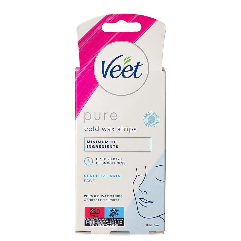 Veet Cold Wax Strips Sensitive Face 20 stk, Hudpleje, Hårfjerning, Hårfjerningscreme