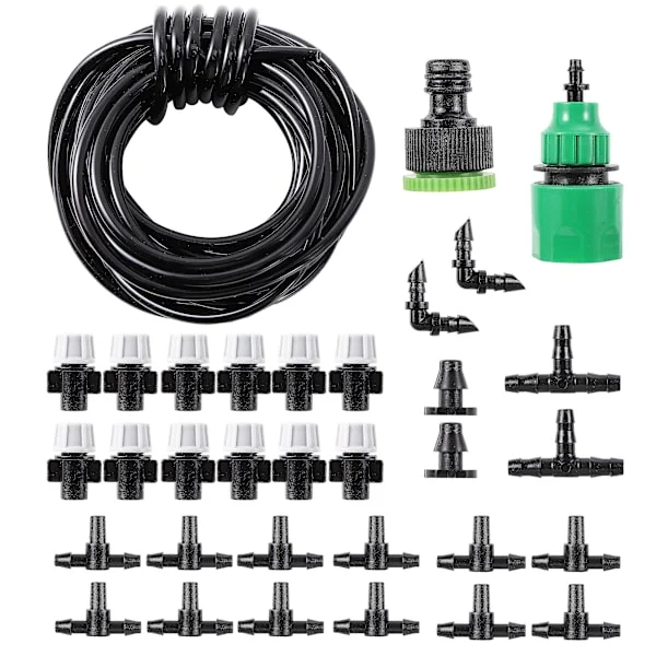 Utmärkt 1 Set Dimmunstycken Bevattningssystem Portabel Vattenspridare Automatisk Vattning 10m Trädgårdsslang Spruthuvud Med 4/7mm T-Korsning Och 