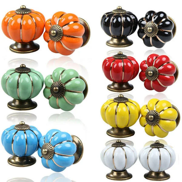 14 st Dörrhandtag Möbelknopp Keramiska Knoppar Lådhandtag Pumpa Handtag Skåp Garderob Byrå Vintage Knopp