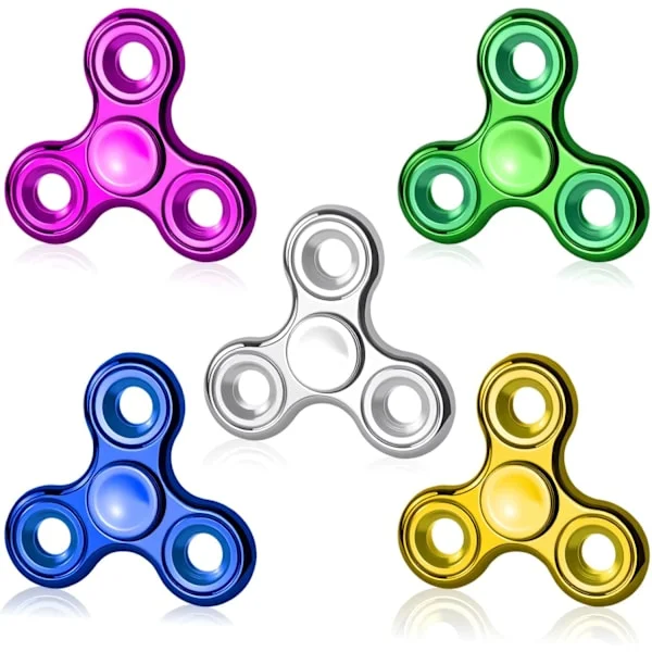 Fidget Spinner 5-pak, Fidget Spinners i metal til voksne, teenagere og børn fra 6 år, Spinner-legetøjspakke i bulk til ADHD, autisme, 
