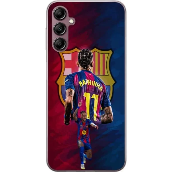 Kompatibelt Mobilskal till Samsung Galaxy A14 5G Raphinha i blått och vinrött fotbollsdesign med kraftfull pose och inspirerande sportkänsla.