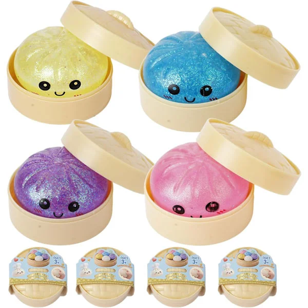 4PCS Dumpling Squeeze Toy, Dumplings Squishy Flashing Dumpling Squishies Stress Ball, Dumplings Squeeze Stress Anxiety Relief för barn och vuxna