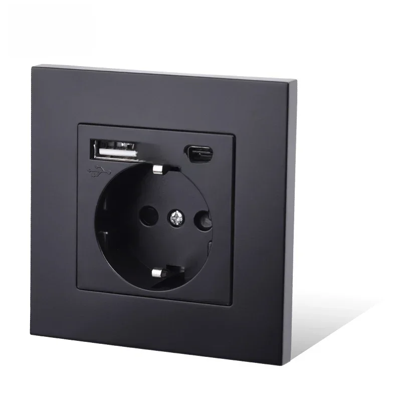 AliExpress - COSWALL EU Spanien Russland Wandsteckdose geerdet USB Typ A & Typ-C Ladeanschluss 2A Ausgang max. PC-Panel Mattschwarz E20-Serie