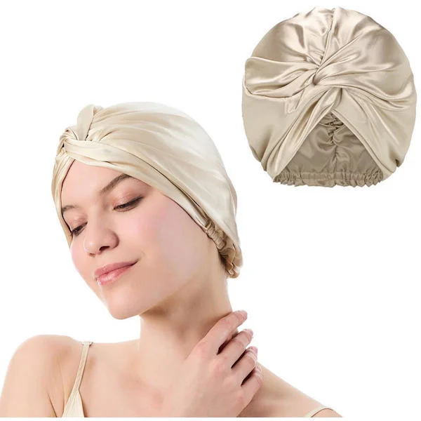 Satin Night Cap Hood Silk Night Cap 19 Momme Silk Cap Satin Cap Night Cap Women Hair Care Sleeping Cap Hair Net Soft & Shiny Hair 25 Cm Unisex