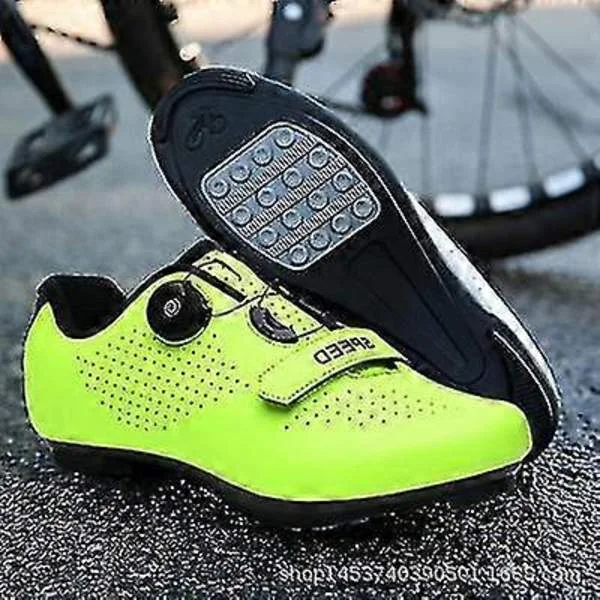 Lockable Road Cycling Shoes, Hard Sole Mountain Shoes, Racing Shoes and Sports Shoes Green