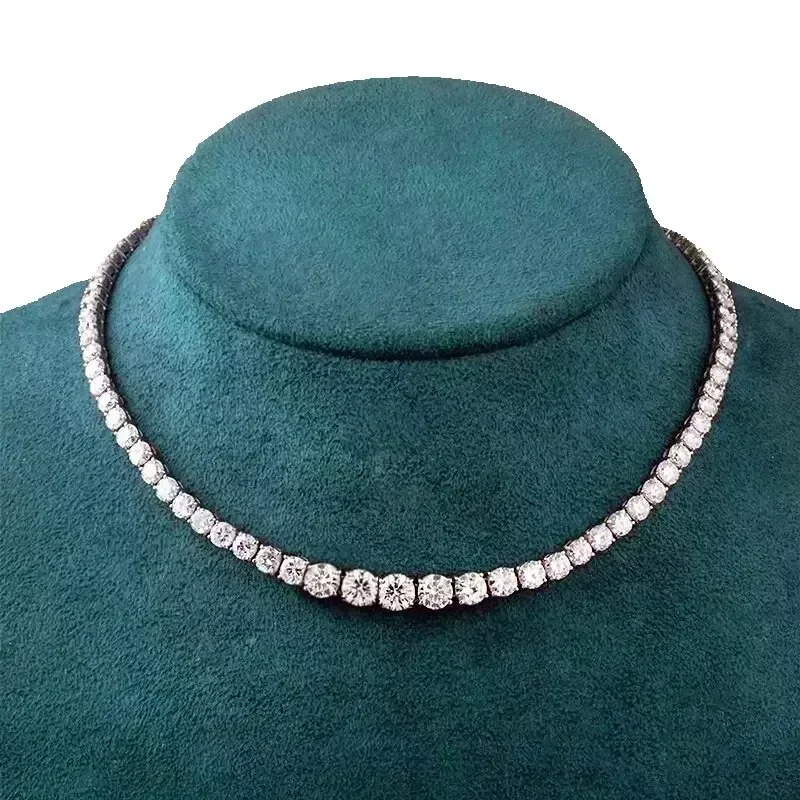 AliExpress - Collier de Tennis en diamant Moissanite avec certificat, taille 3-5mm, collier Riviera en diamant dégradé, ras du cou en argent S925 pour