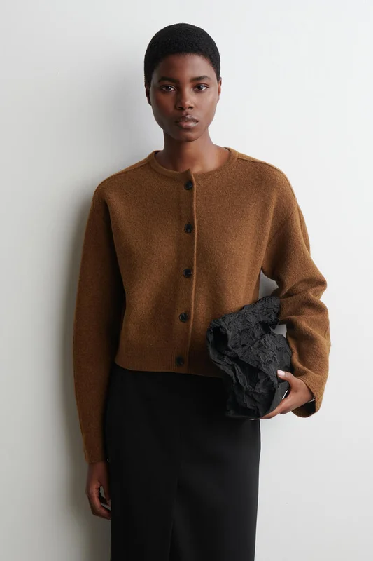 COS Boiled-Wool Cardigan in Brown - Women