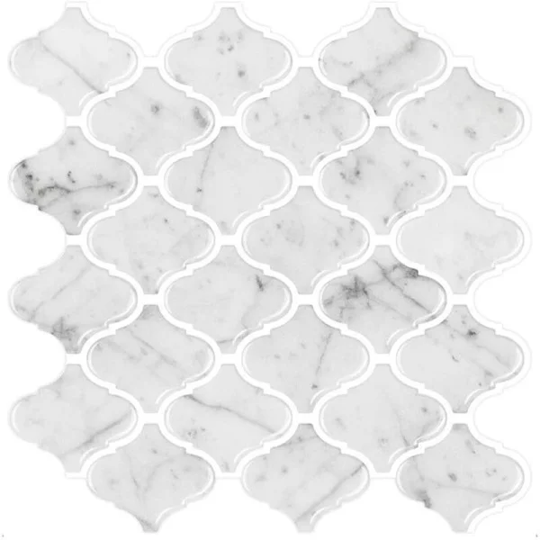 Imitert Marmor Mønster Flis Klistremerke for Kjøkken eller Bad, Avtakbar Backsplash 3D Veggflis 5 Stykker Serie