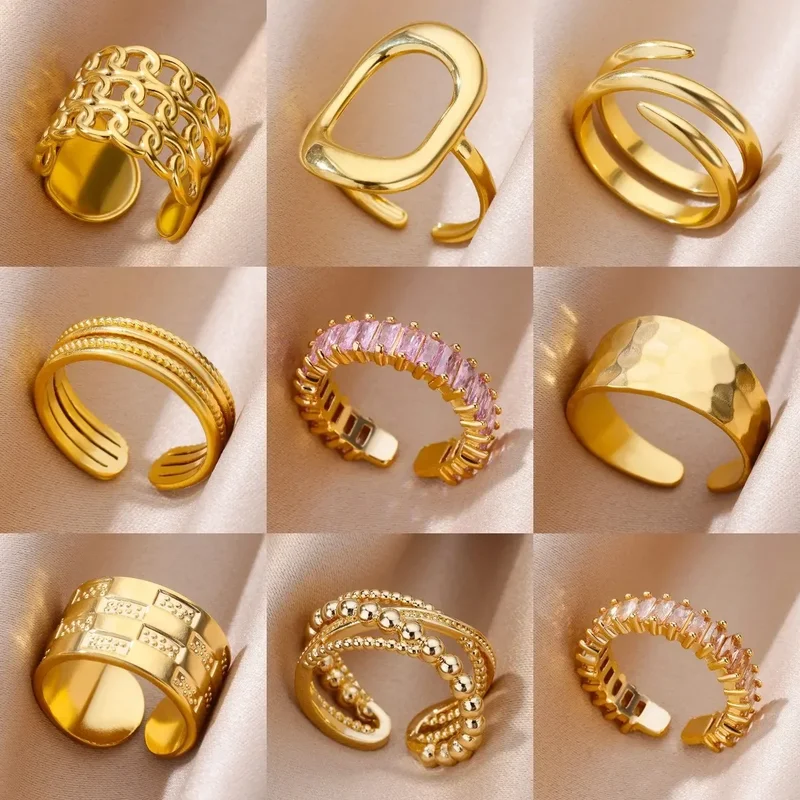 AliExpress - 316L Edelstahl Ringe für Frauen Gold Farbe Nie Verblassen Luxus Klassische ringe hochzeit paar ringe Schmuck Kostenloser Versand