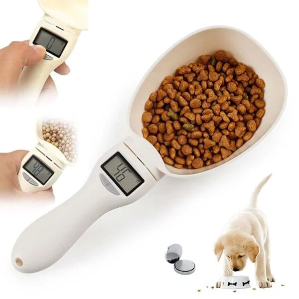 Måleskeer i gram, køkkenmåleglas, elektroniske vægtskeer med LCD-display til krydderier, kaffe, katte- og hundefoder (1 batteri)