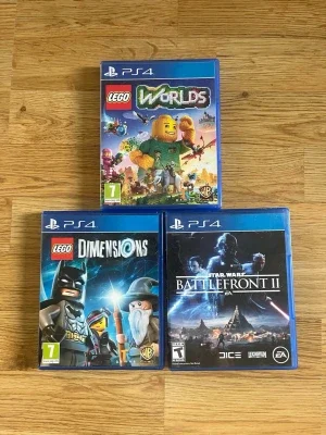 PS4 spel: LEGO Worlds, LEGO Dimensions, Star Wars Battlefront II