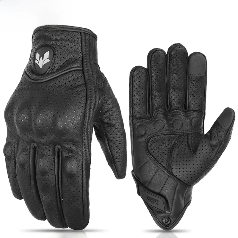 AliExpress - 2023 Zomer Nieuwe Vintage Lederen Motorhandschoenen Mannen Zwart Slijtvast Guantes Touchscreen Anti-Slip Retro Motobiker Luvas