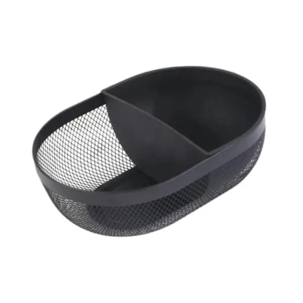 Metal Storage Basket with Removable Divider, Multifunctional Organizer Tray for Kitchen Counter, Desk, and Picnic, Black 12.13 inch