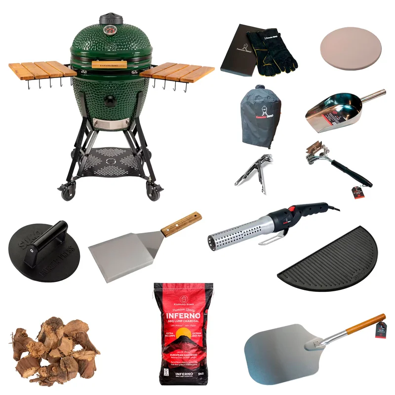 Kamado Sumo Large Gen 2 – kamado-grill med stor grillpakke, grøn | KitchenOne