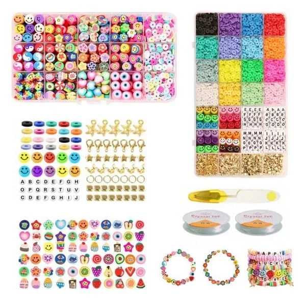 Lerperler / Heishi-perler Fimo Kit - KREA DIY smykkesæt med forskellige perler - 4500 stk