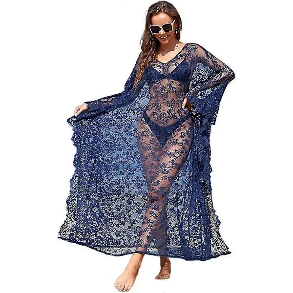 [LCS] Strandovertræk Boho Blonde Kimono Plus Size Bikini Kåbe Badedragt Til Kvinder Ensfarvet-MXBC