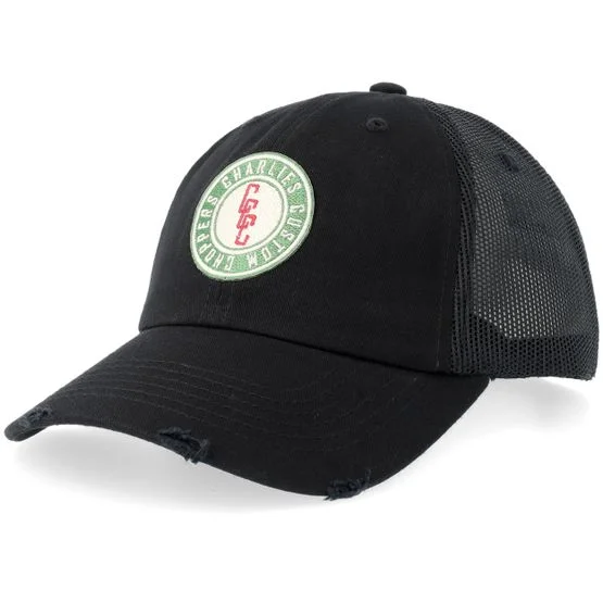 Iconic - Svart trucker Caps - Cherlies Custom Choppers Distressed Black Washed Dad Cap Trucker @ Hatstore
