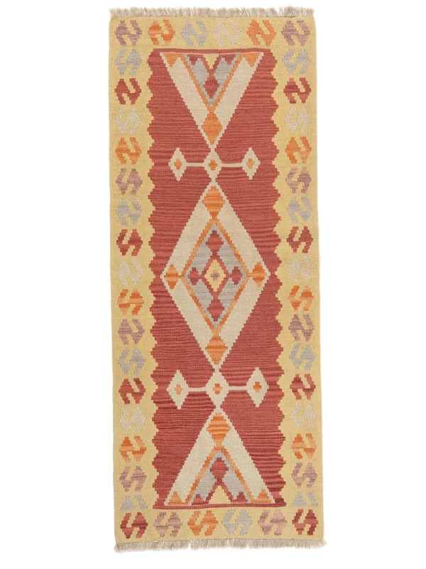 Hand Woven Kilim Qashqai Rug 78X196 Oriental Orange/Dark Red Small