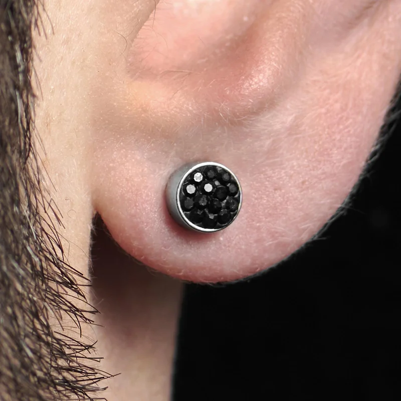 Black 6mm Zircon Magnetic Earring for Men - Magnetic earrings
