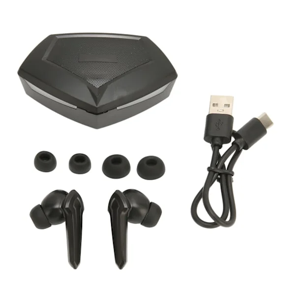 Peli-nappikuulokkeet matalalla viiveellä, kaksoistilat, langattomat Bluetooth-pelikuulokkeet mikrofonilla pelaamiseen, musta