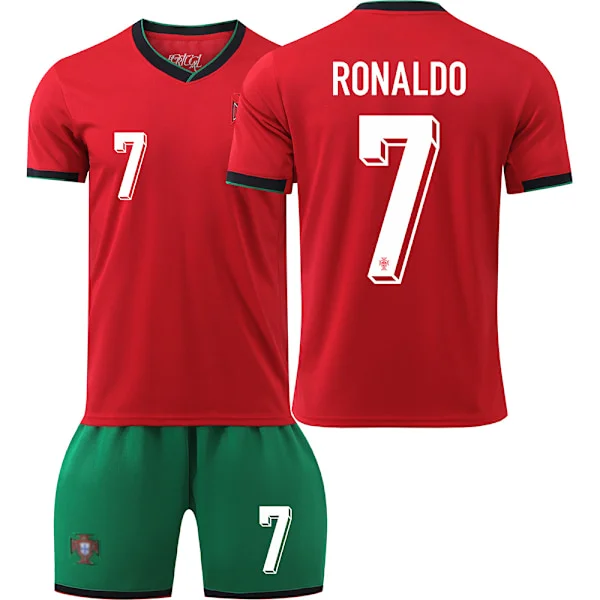 2425 Portugal Tröja UEFA Euro Barn Tröja Set No.7 RONALDO utan strumpor