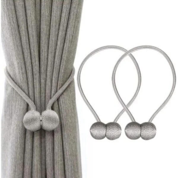 Magnetiska gardinomtag, flätade magnetiska gardinomtag, ögleformade gardinomtag (grå)