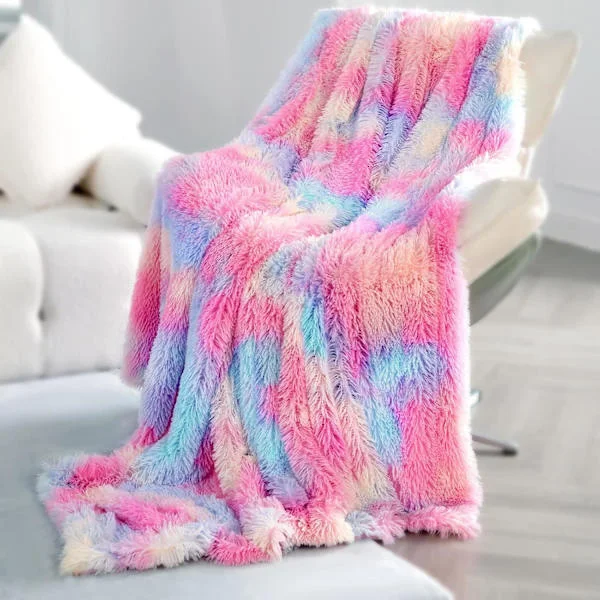 Filt, Hver filt er den eneste regnbuefilt, fluffy filt 130×160 cm, kunstig pelsfilt, blød varm filt
