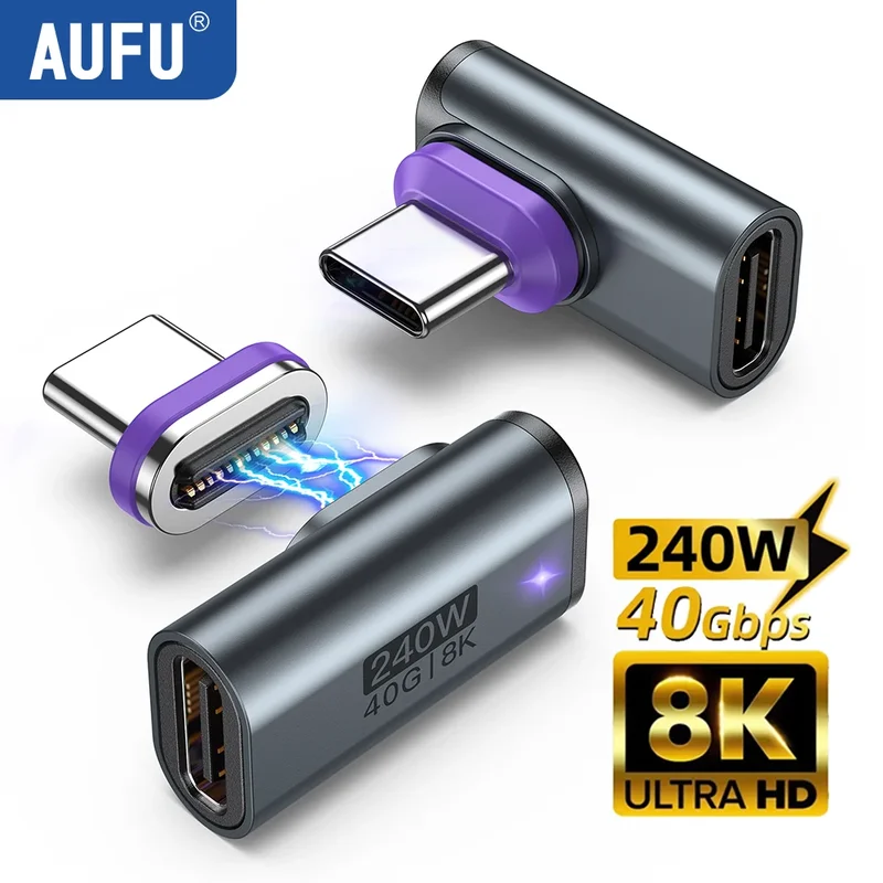 AliExpress - AUFU USB4.0 Magnetischer Adapter 24Pin 240W USB C auf Typ C 40Gbp Schnellladung USB C Buchse Konverter 8K USB OTG Adapter Thunderbolt3