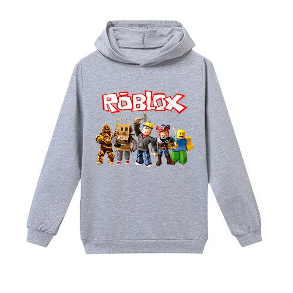 Roblox Hoodie för Barn Ytterkläder Tröja grå grå grå grå 130 cm grå 130 cm