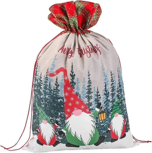 Julfest Gnome Mönster Presentpåse Julväskor Julväskor För Presenter Julgran Mönster Presentpåse 70X49 CM