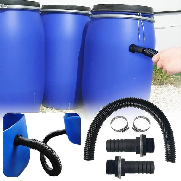 Rainwater Connection Set for Water Connection with Hose Nozzle 100 cm Connection Hose for Rain Barrels Rainwater Connection Set