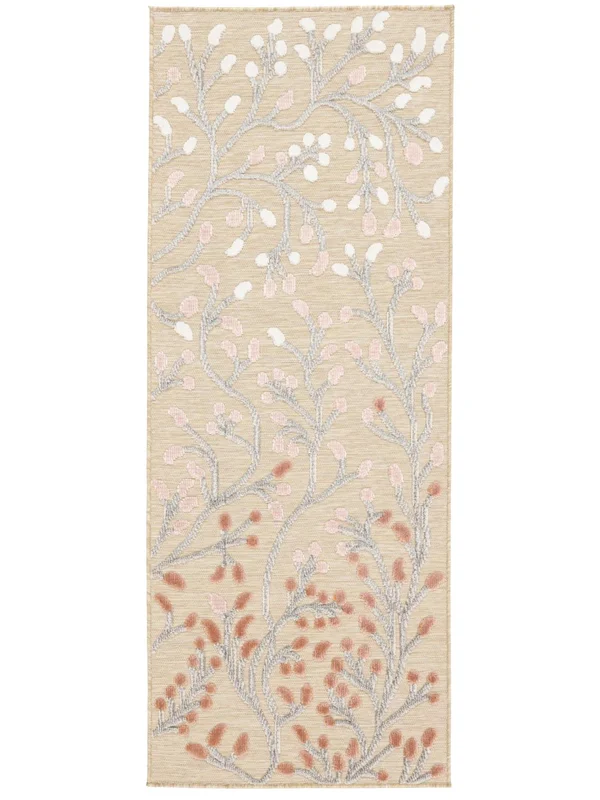 Garden Indoor/Outdoor Rug Washable 80X200 Small Beige/Pink Runner