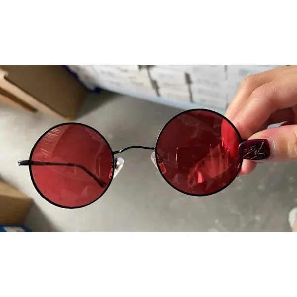 MIZHO vintage Metall Solglasögon Dam Märkesdesign Punk Gula Glasögon Röda Runda Solglasögon Herr Polariserade UV-skydd
