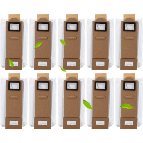 10-osainen lisävarustesarja pölypusseilla Roborock S7/ S7+ Plus/ S7 Maxv/ S7 Maxv Plus/ T7/ T7S Plus itsetyhjentyvälle asemalle. Vaihtopölypussit