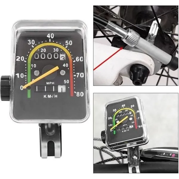 Mekanisk kilometerteller, trådløs vanntett sykkel speedometer, sykkel tilbehør for innendørs og utendørs terrengsykling