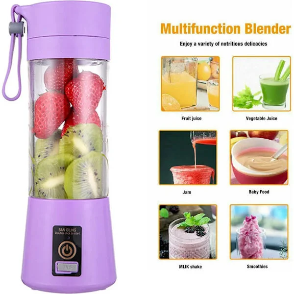 380ML Mini Smoothie Mixer Bærbar Elektrisk Maker Stand Mixer Blender Smoothie Maskine (Lilla)