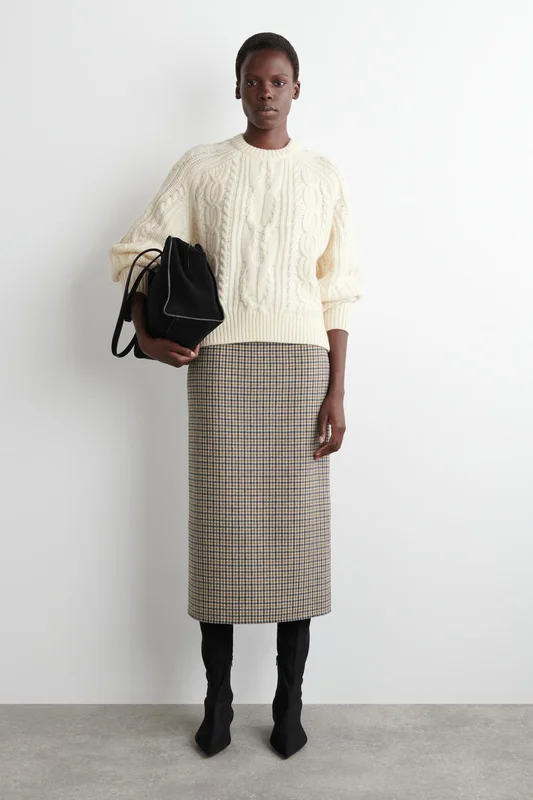 COS Women's Jersey De Punto Trenzado De Lana Y Cashmere in Blanco