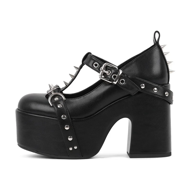 AliExpress - Onlymaker Round Toe Rivet Gothic Platform Chunky Heel Mary Jane Pumps Block Heel Ankle Strap Punk Lolita Shoes