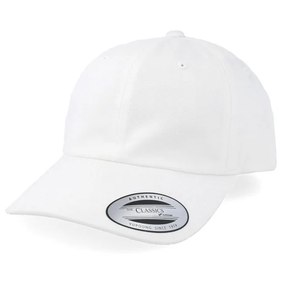 Yupoong - White unconstructed Caps - White Dad Cap @ Hatstore
