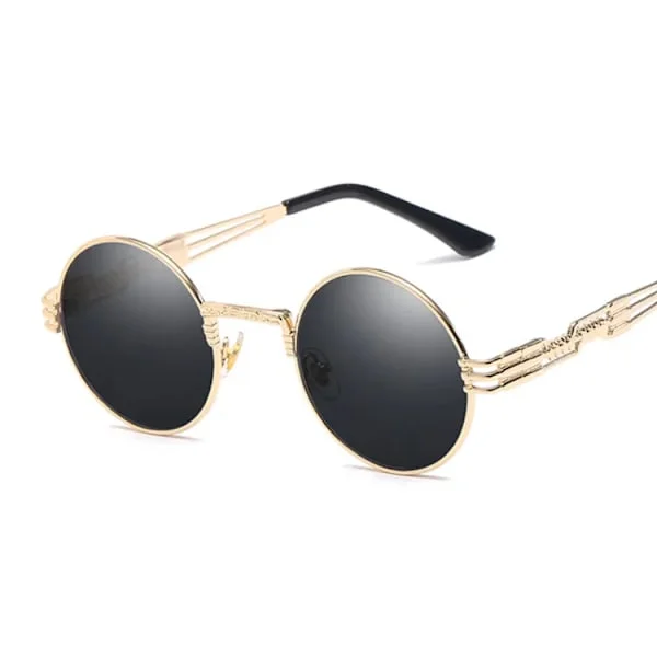 Steampunk Solbriller Dame Runde Briller Mann Linse Unisex Vintage Retro Stil Punk Solbriller Kvinner Oculos De Sol