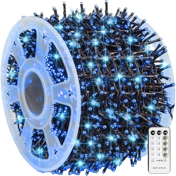 Udendørs lyskæde, 1000 LED 100 meter, Plug-in model Blå[GKS]