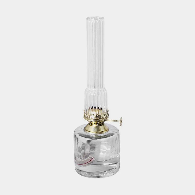 Fotogenlampa / oljelampa Strömshaga Elvira Liten, klart glas, brännare i mässing, Ø75 mm x 250 mm