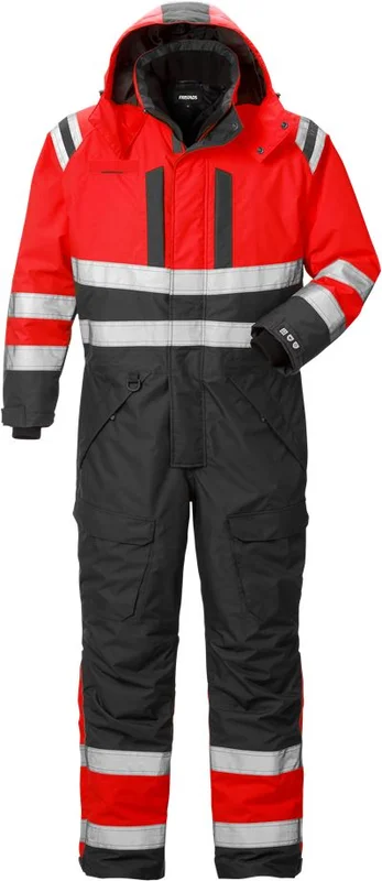 Arbetskläder Fristads Herr Varsel Airtech Vinteroverall 8015 GTT, klass 3, Varsel Röd/Svart