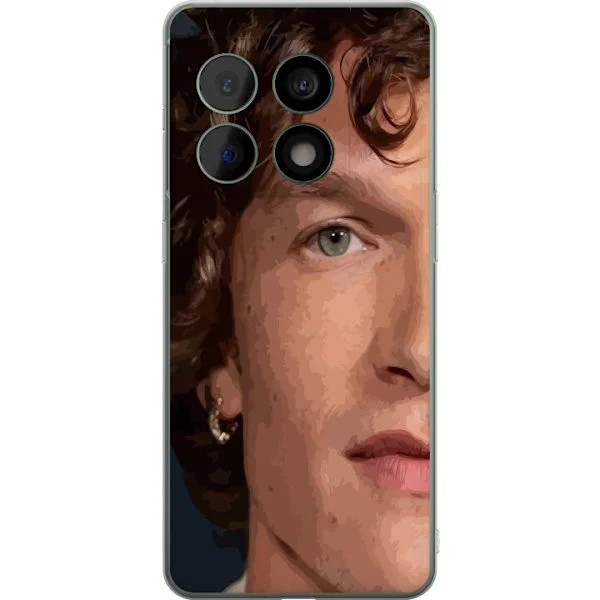 Kompatibelt Mobilskal till OnePlus 10 Pro Detaljerat porträtt av lockig man med blå öga och stilren modern look