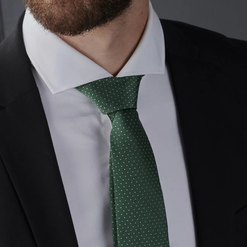 Cravatta verde in seta da 8 cm con motivo a pois per uomini - Cravatte fantasia