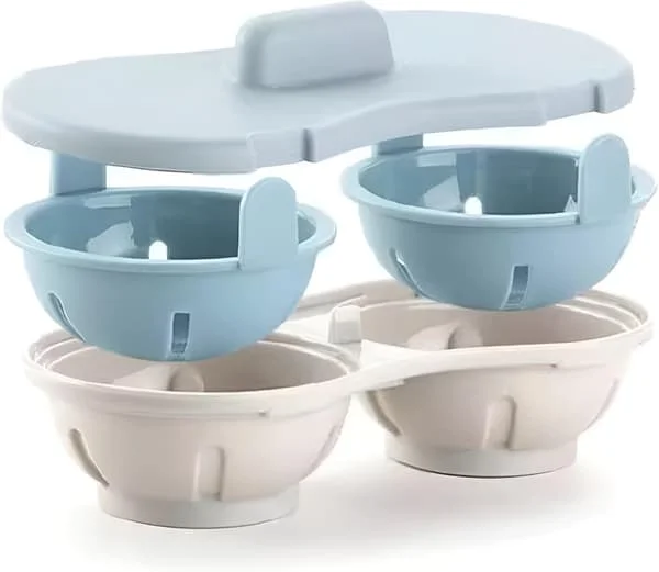 Mikrovågsugns Äggkokare 2 BPA-fria Diskmaskinssäkra Äggkokare, Non-stick Ägg Mikrovågsugn, 1 Min Snabb Äggkokare för Mikrovågsugn Kokt